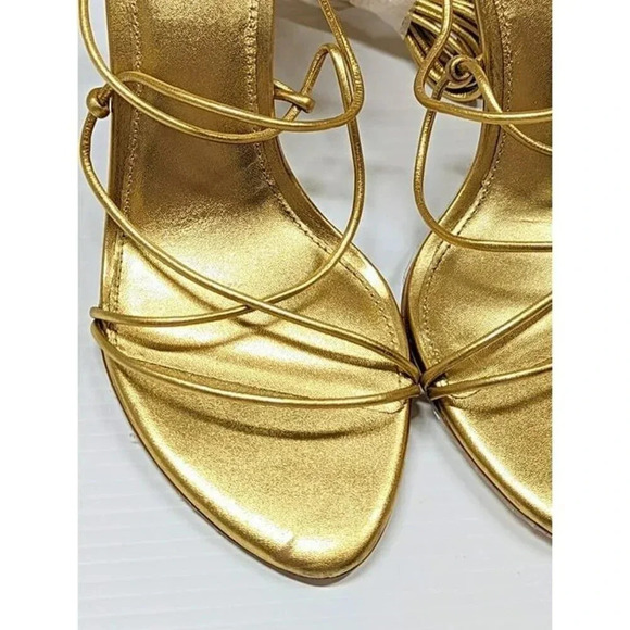 Cult Gaia Women's Soleil Lace Up High Heel Sandals Gold Size 38.5 EU (MSRP $388) - Picture 4 of 12